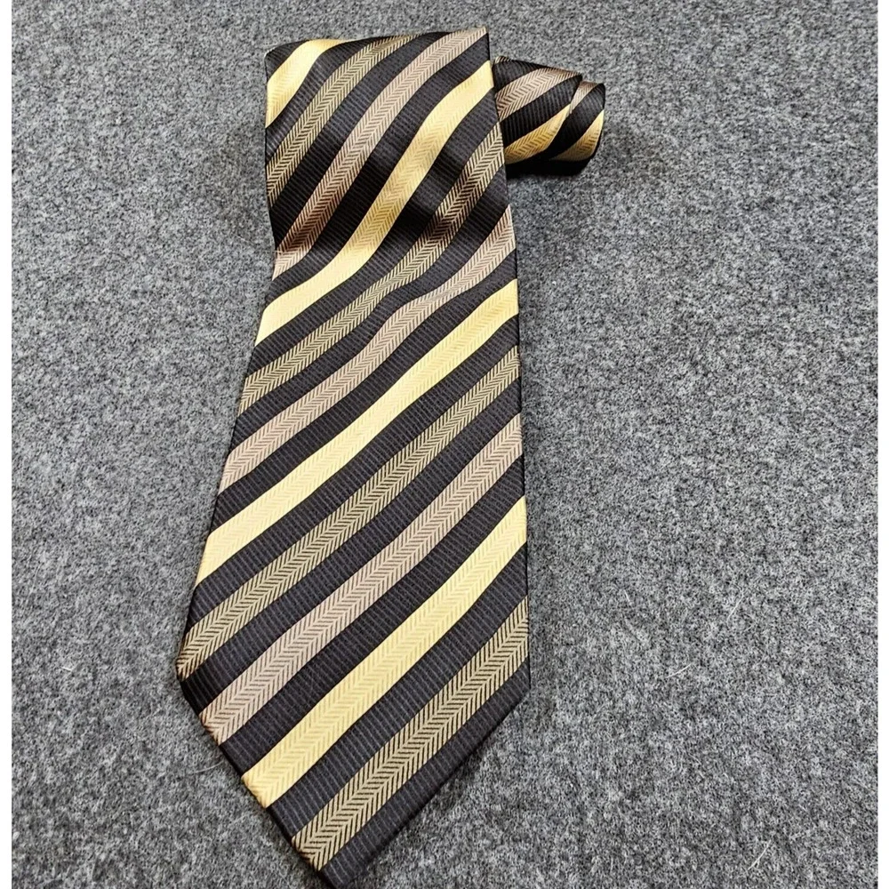 Giorgio Brutini Silk Repp Striped Necktie Brown Black 58